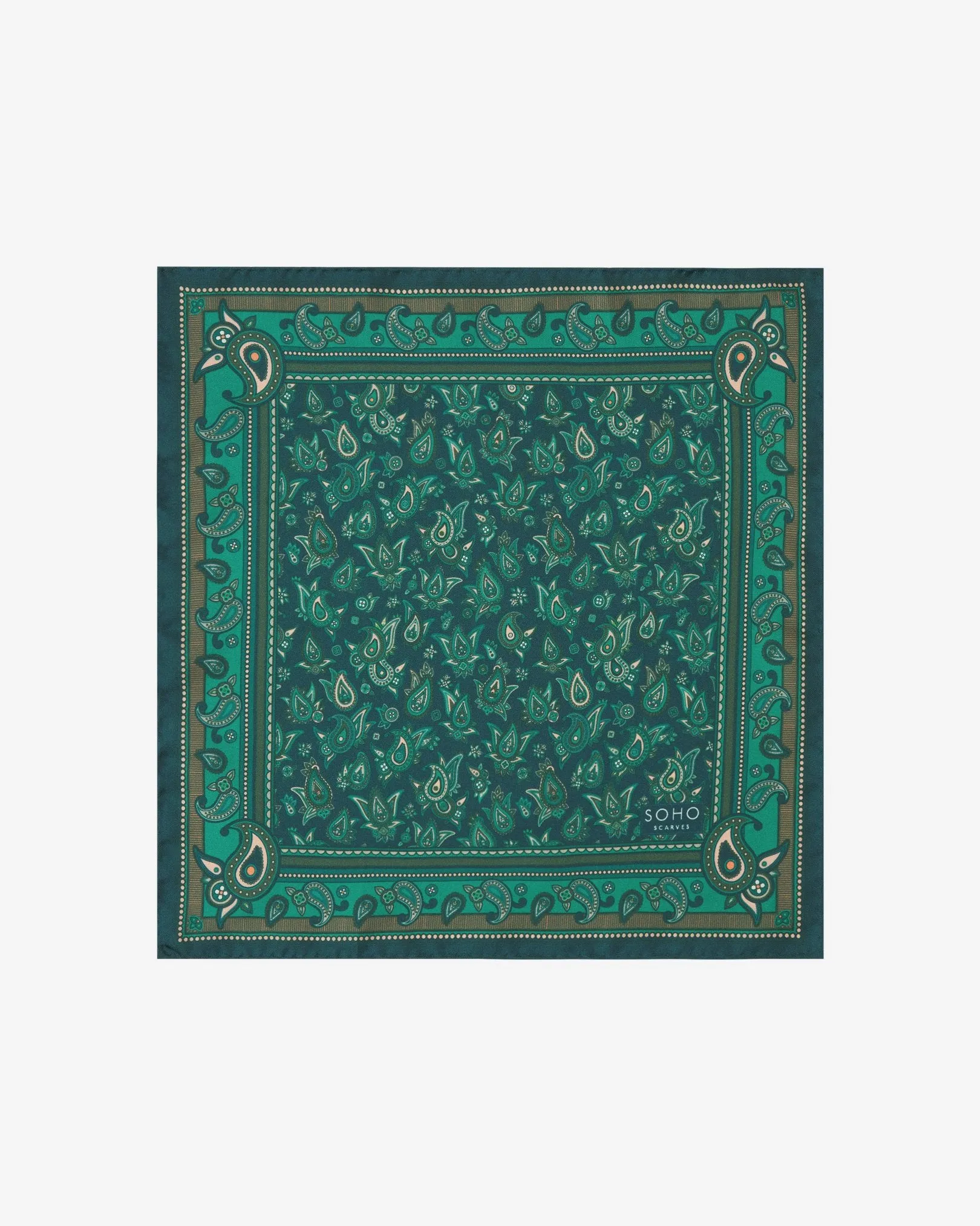 Men's Silk Pocket Square in Emerald Paisley - The Buttermere