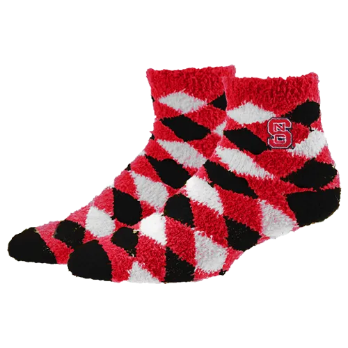 NC State Wolfpack Block S Fuzzy Diamond Socks