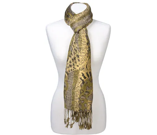 Pashmina Olive Animal Print Scarf