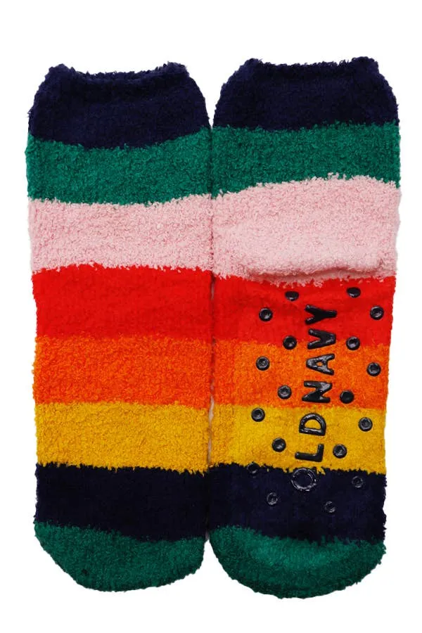 Patterned Fuzzy Fleece Indoor Mid-Crew Socks