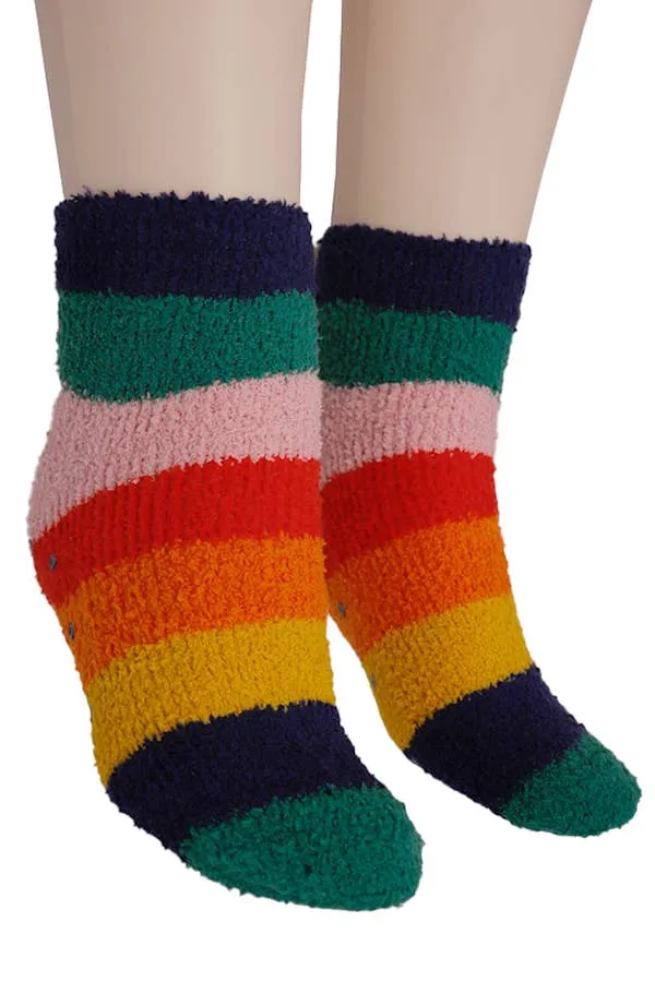 Patterned Fuzzy Fleece Indoor Mid-Crew Socks