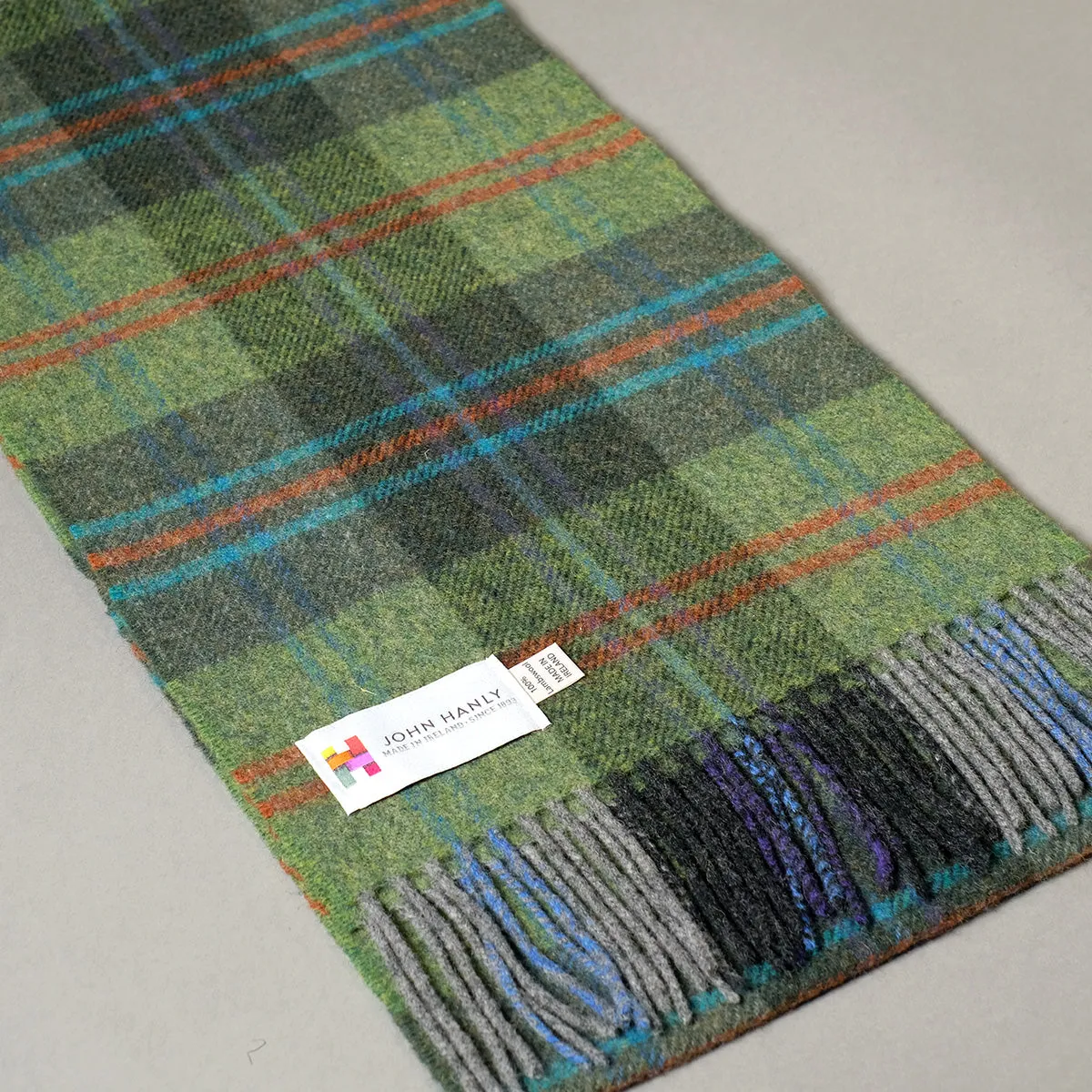 Pure Wool Scarf in Green Check