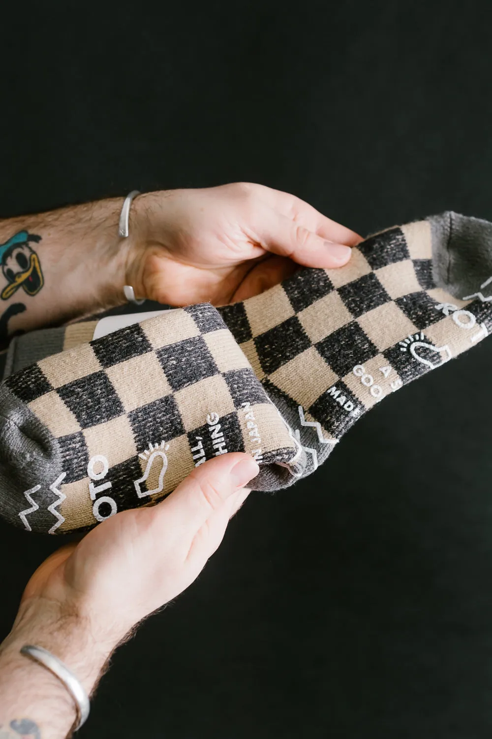 R1497 - Pile Room Socks "Checkerboard" - Gray