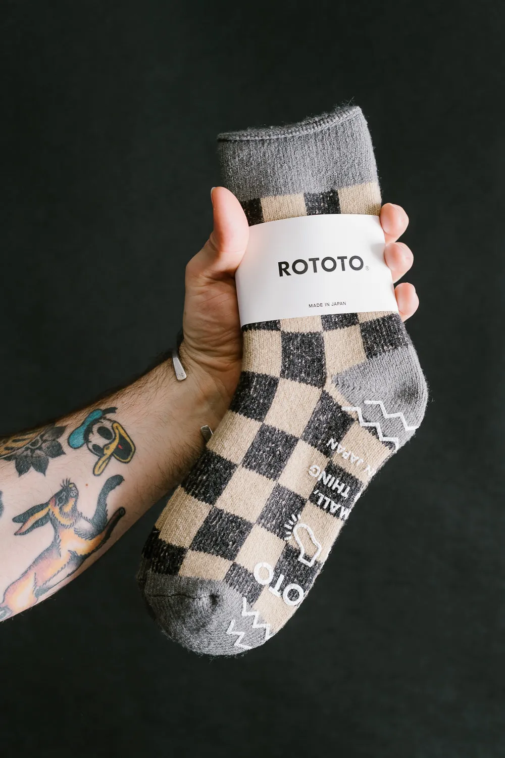 R1497 - Pile Room Socks "Checkerboard" - Gray