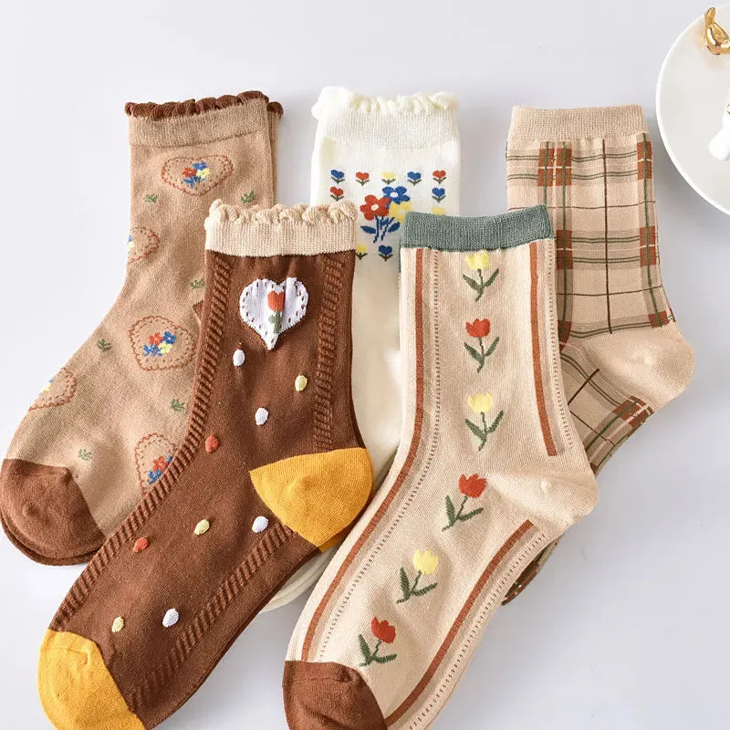 Retro Harajuku Embroidered Women Socks