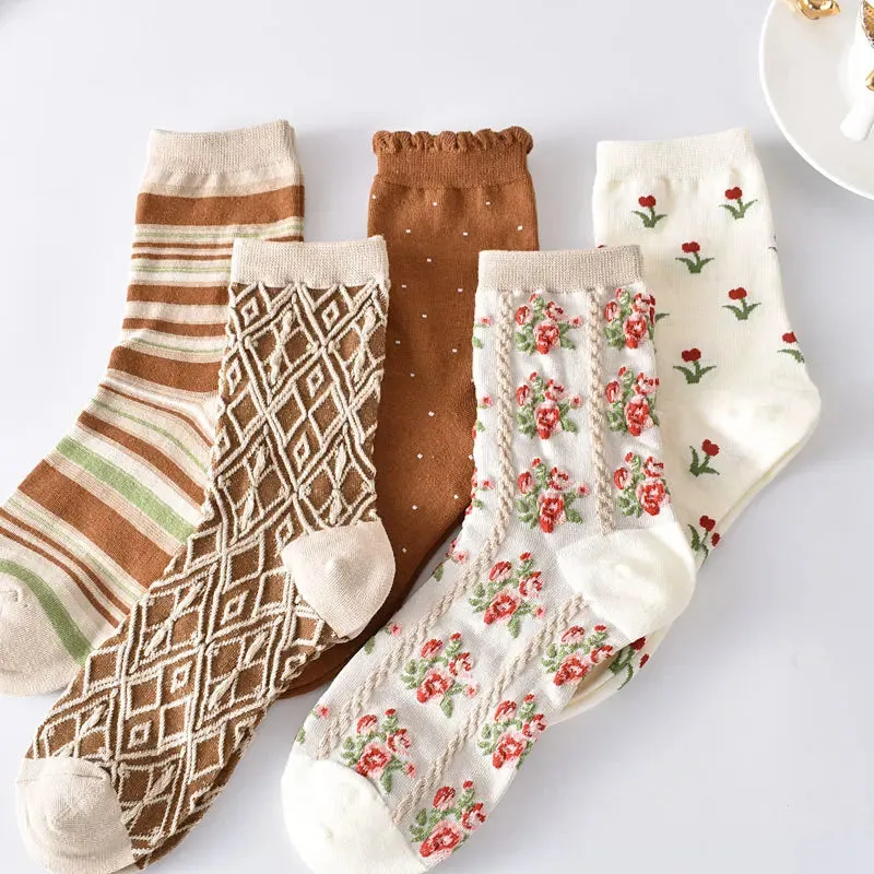 Retro Harajuku Embroidered Women Socks