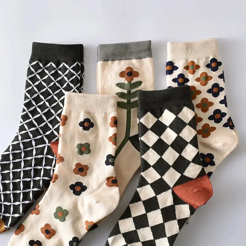 Retro Harajuku Embroidered Women Socks