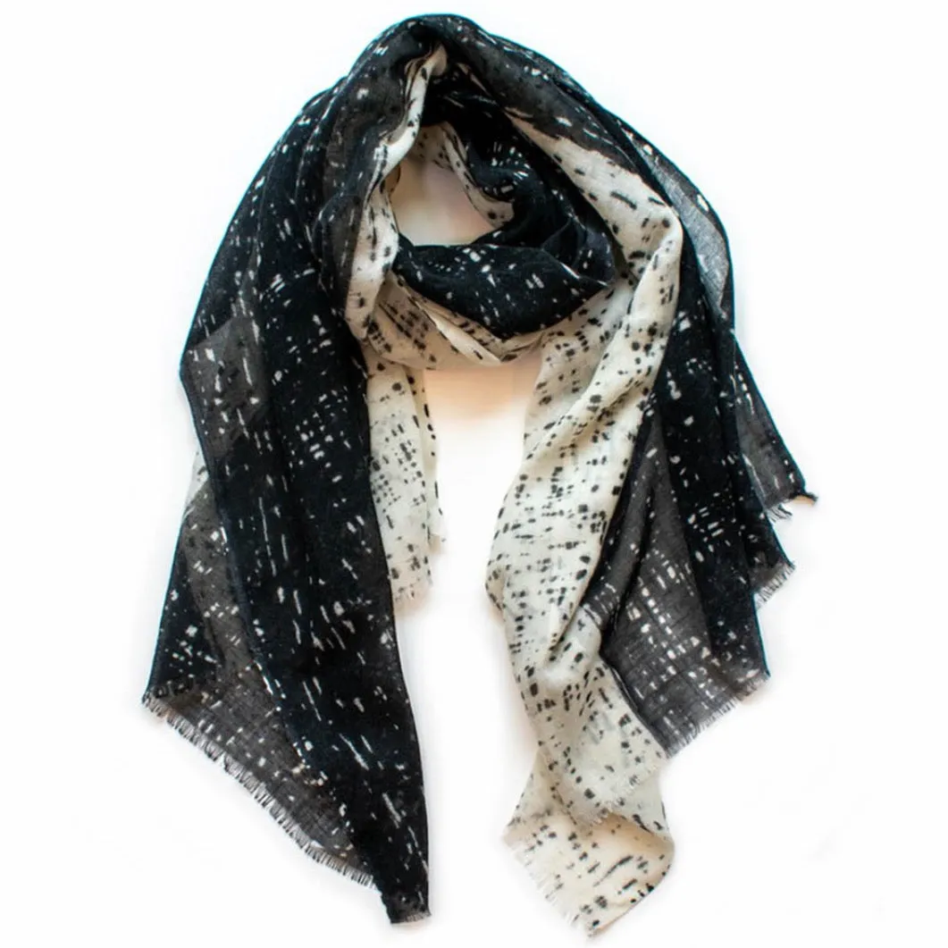 Scratch Black & Natural Wool Scarf