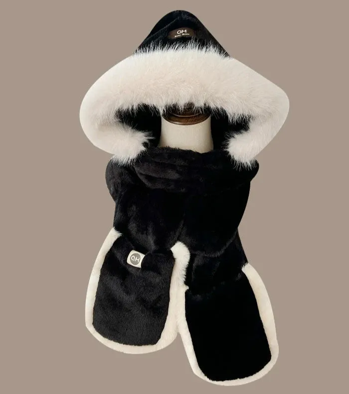 Simple & Versatile Plush Winter Set - Scarf, Gloves, and Hat