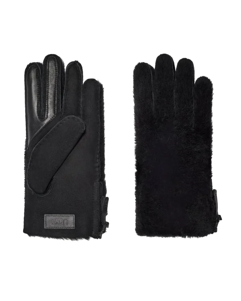 UGG Black Plush Zip Shorty Gloves