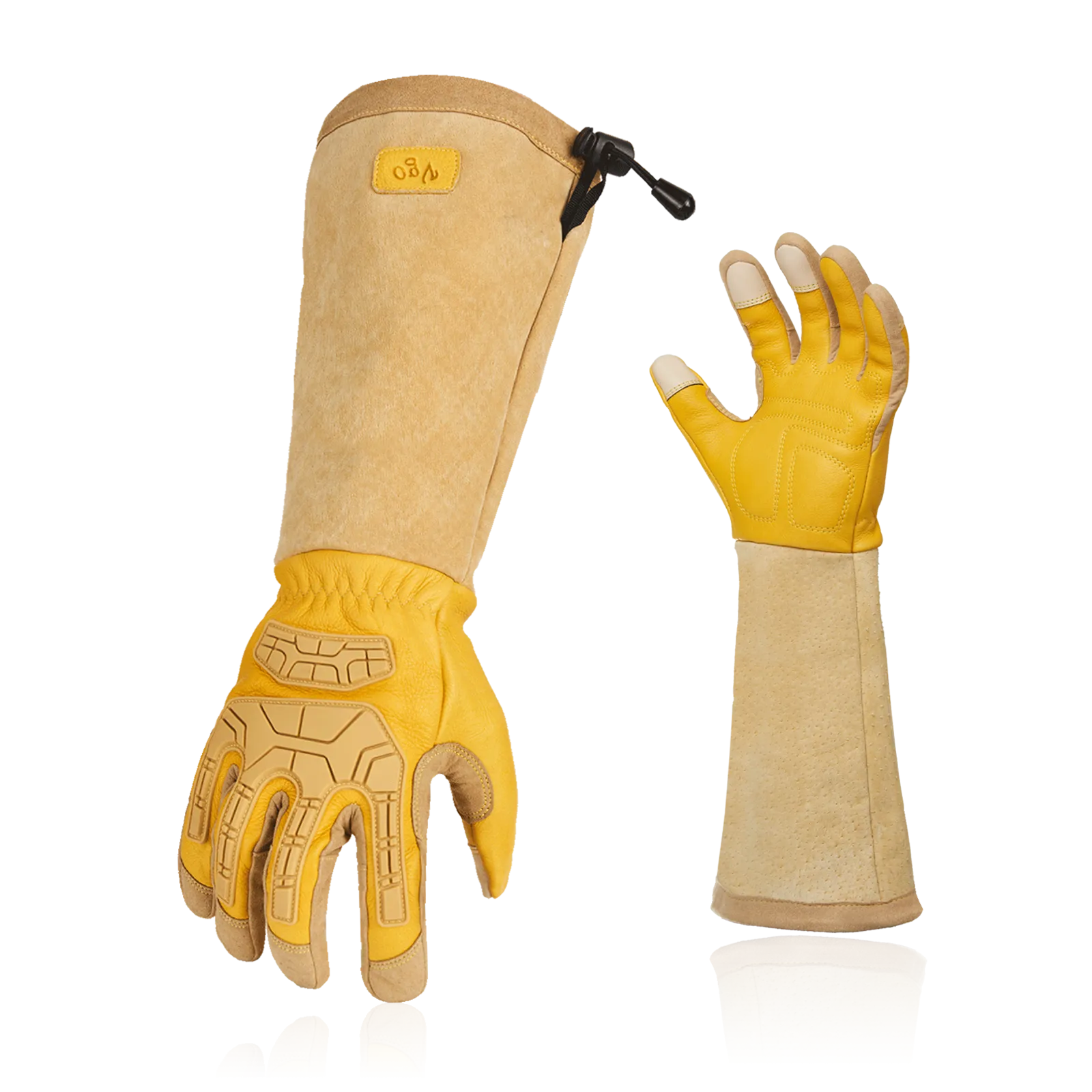 VGO 1 Pair Premium Cow Grain Leather Extra-long Cuff Thornproof, Anti-abrasion, Anti-Impact Gardening Gloves(CA9659-M)