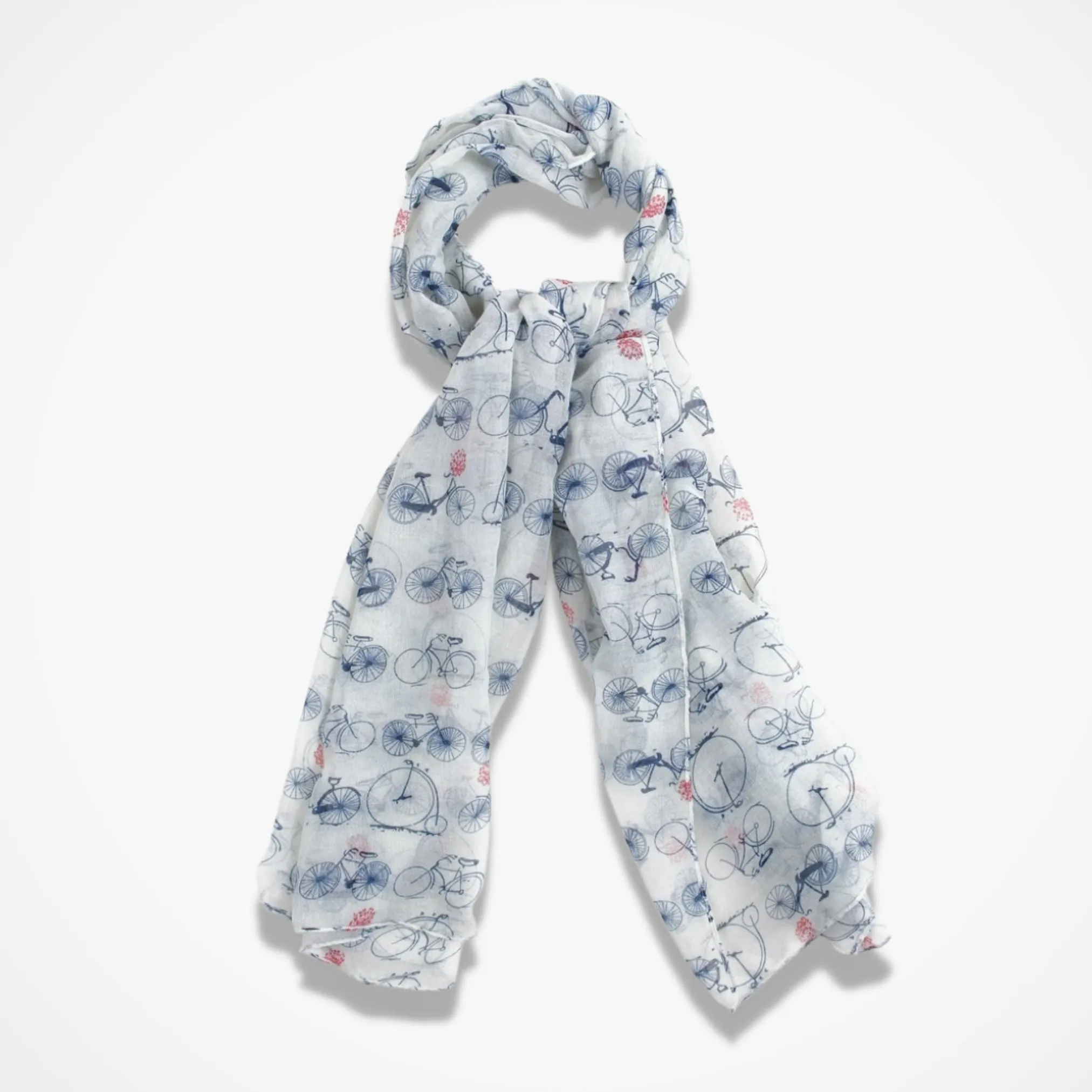 Vintage Bicycle Print Scarf - White