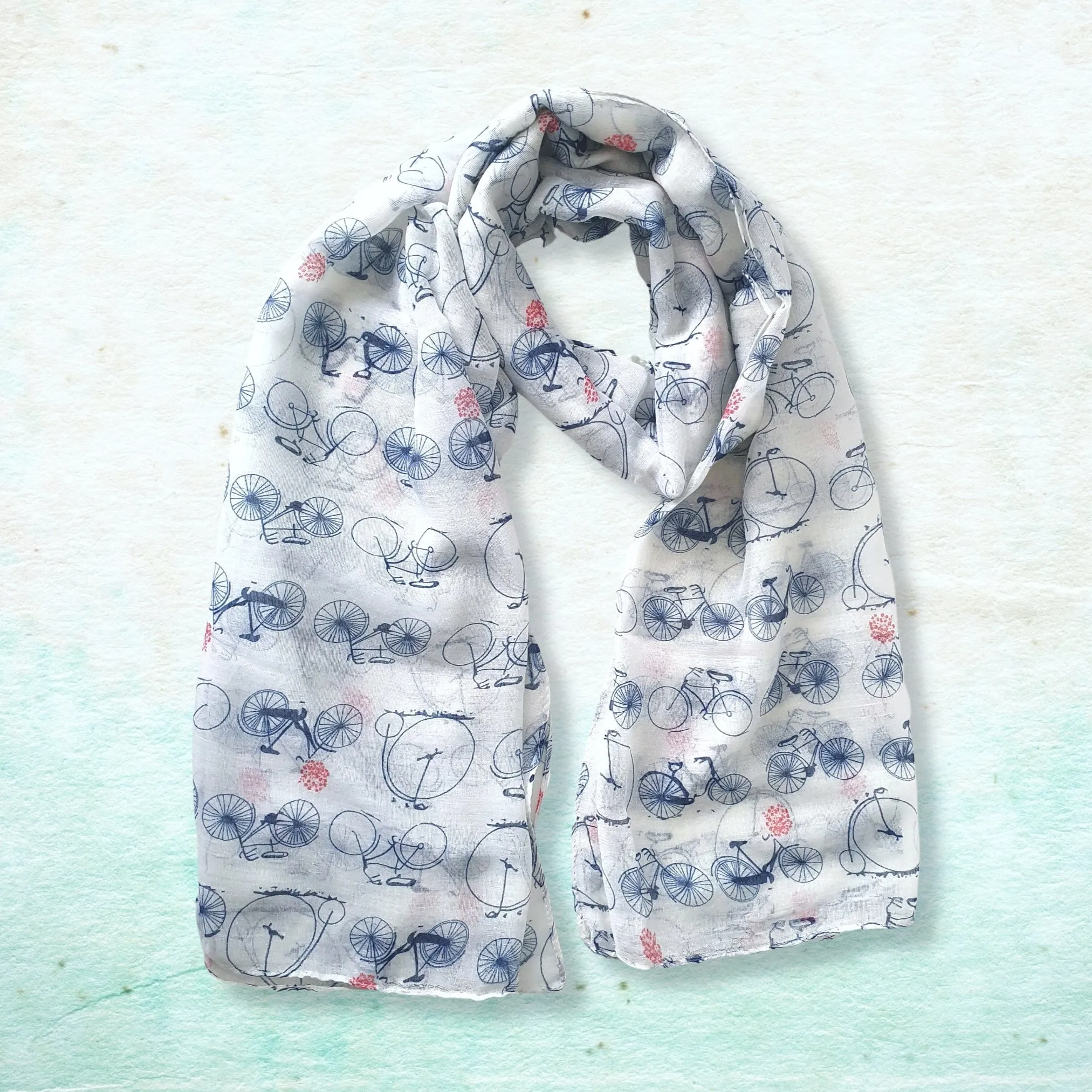 Vintage Bicycle Print Scarf - White