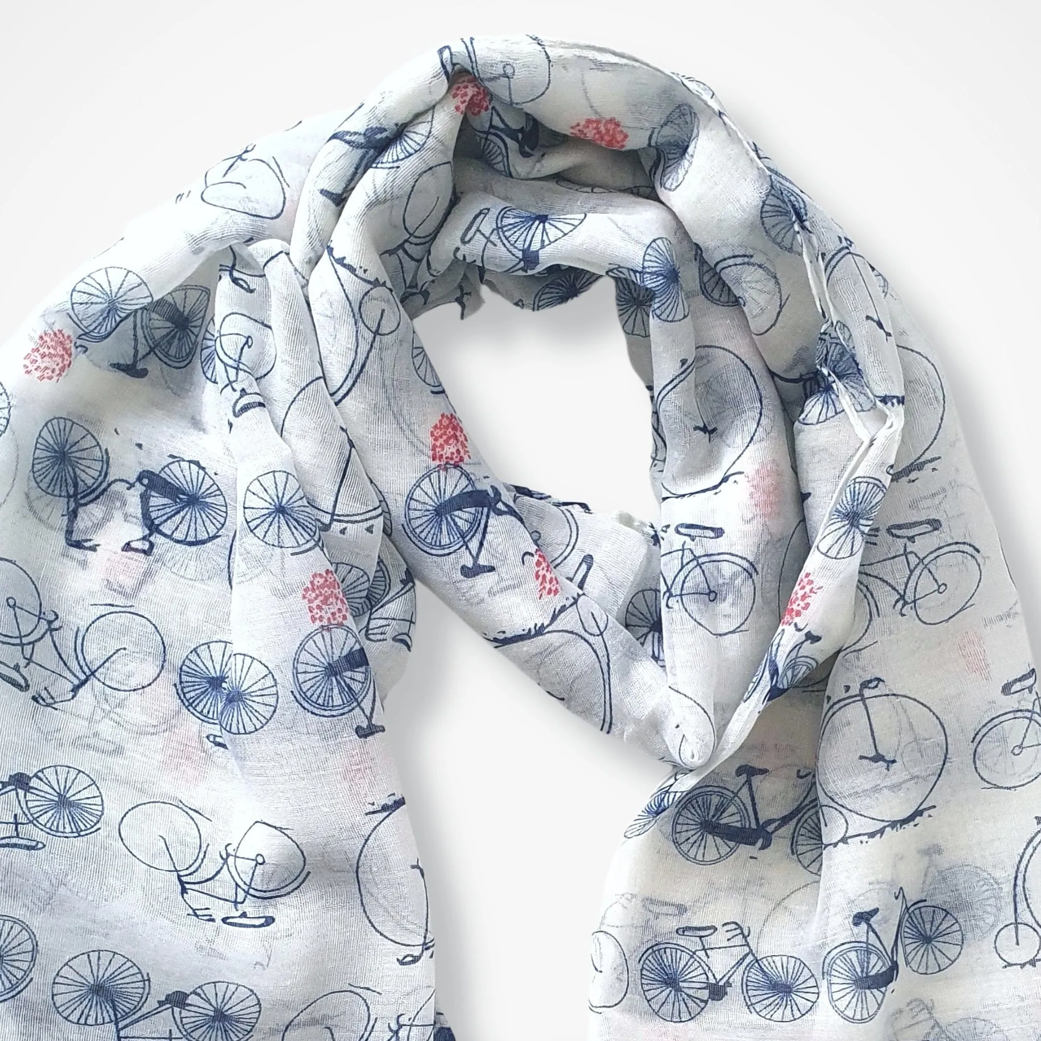 Vintage Bicycle Print Scarf - White