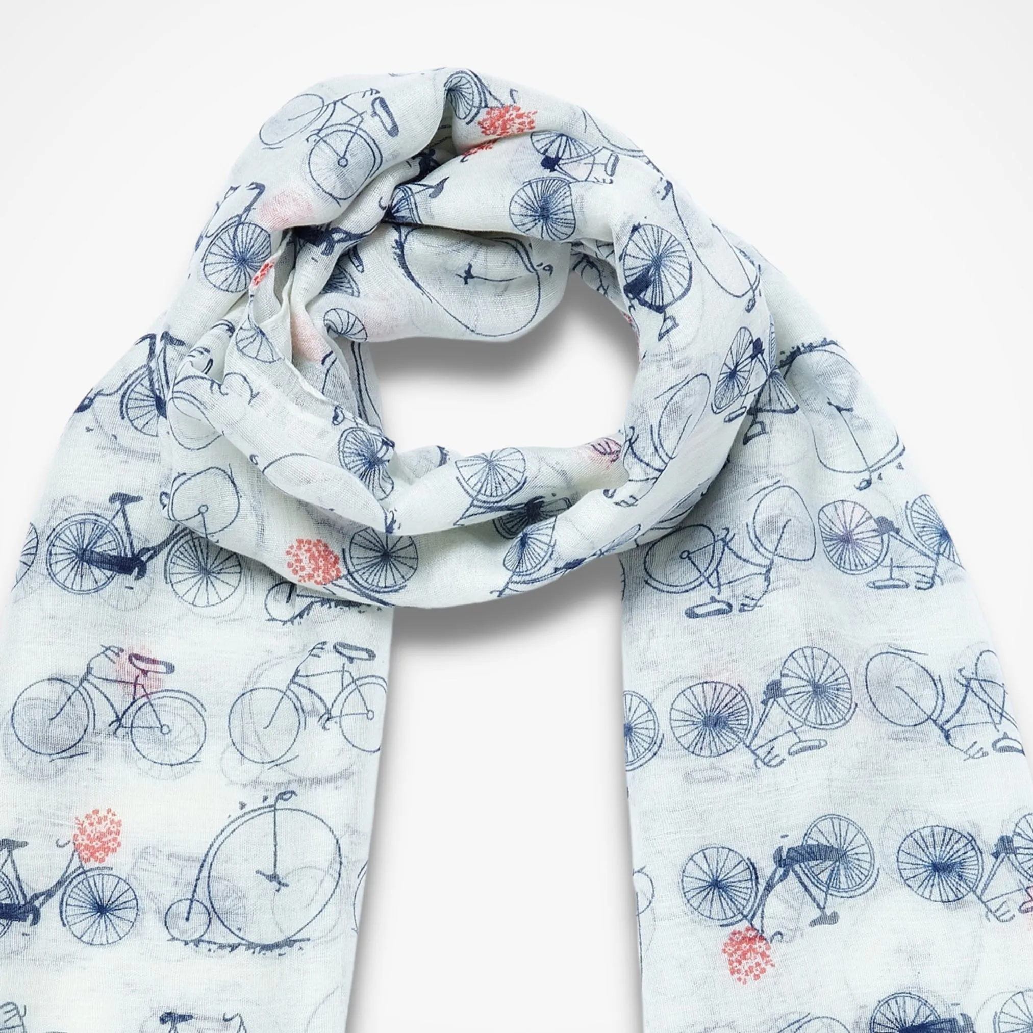 Vintage Bicycle Print Scarf - White