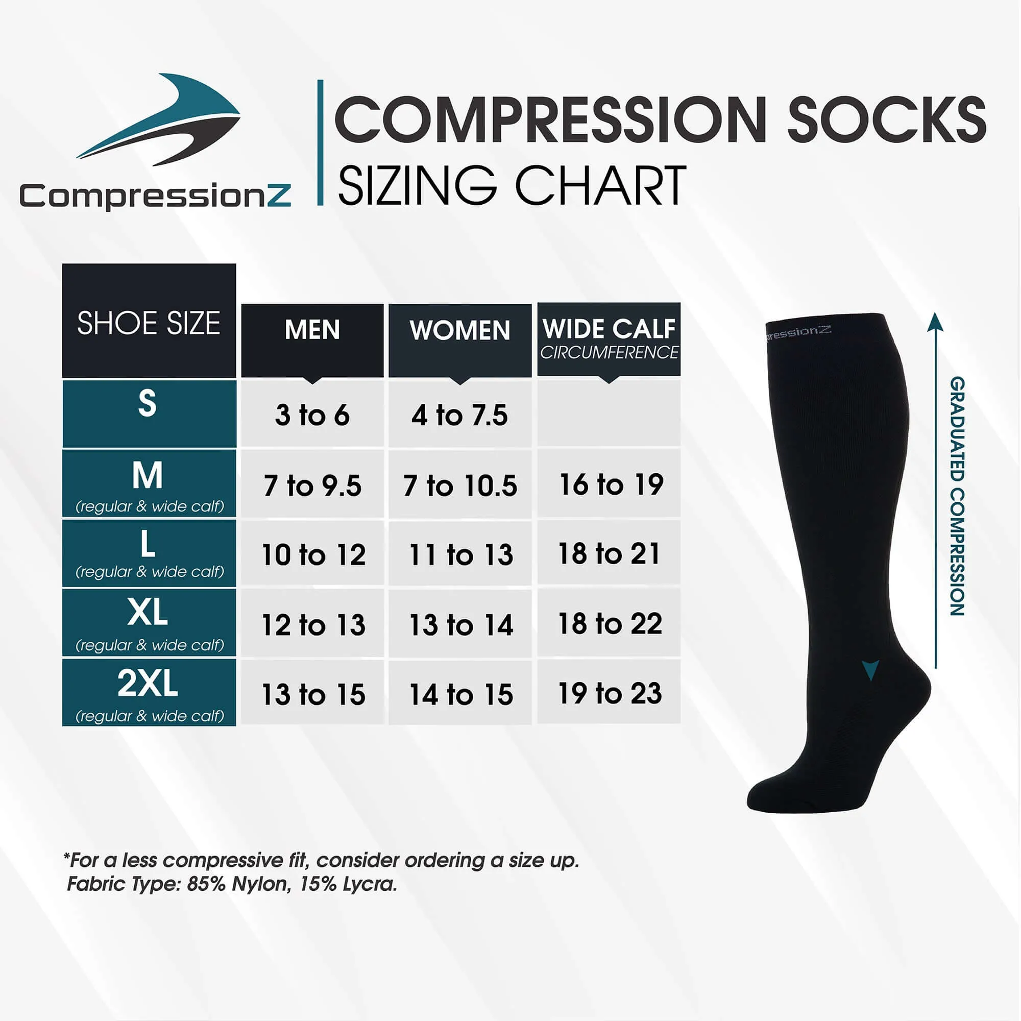 Wide Calf Compression Socks (30-40 mmHg) - Black