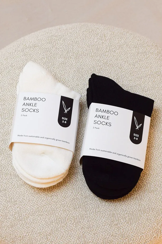 Women's Bamboo Ankle Socks 2 Pack - Black