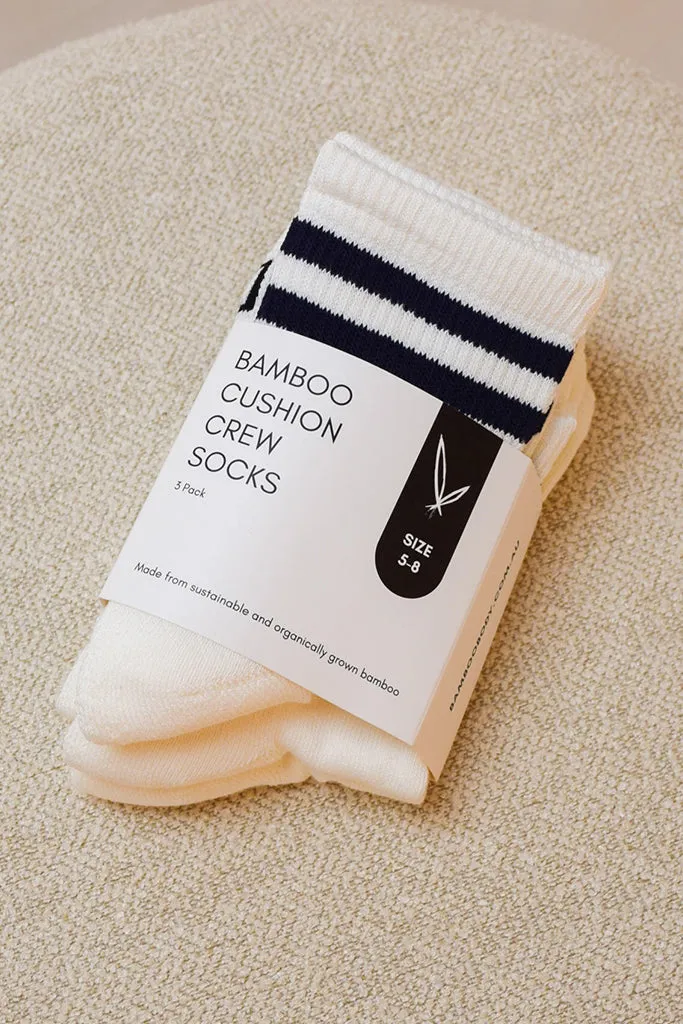 Women's Bamboo Cushion Crew Socks 3 Pack - White