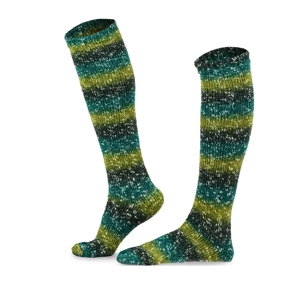 Women's Green Ombre Marled Slub Stripe Knee High Socks